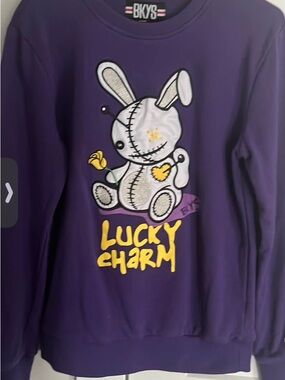 BKYS Kids Purple 'Lucky Charm' Bunny Sweatshirt